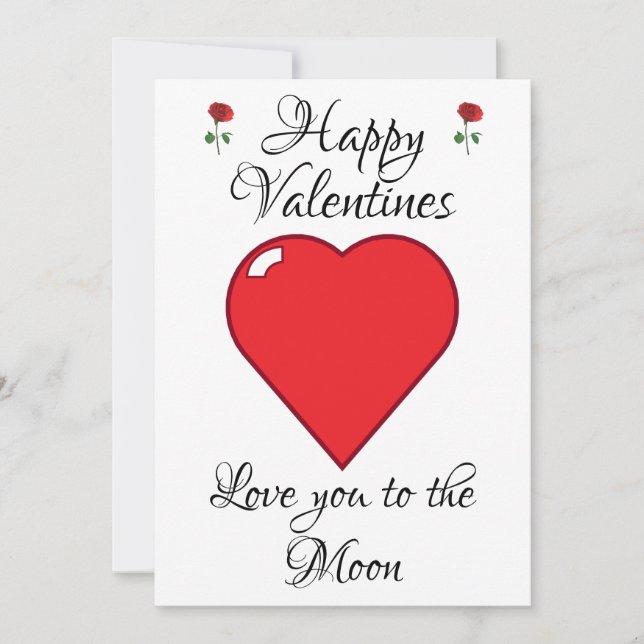 Customizable Valentines Day Cards Heart Moon (Front)