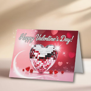 Customizable Valentine's Day Disco Ball Card