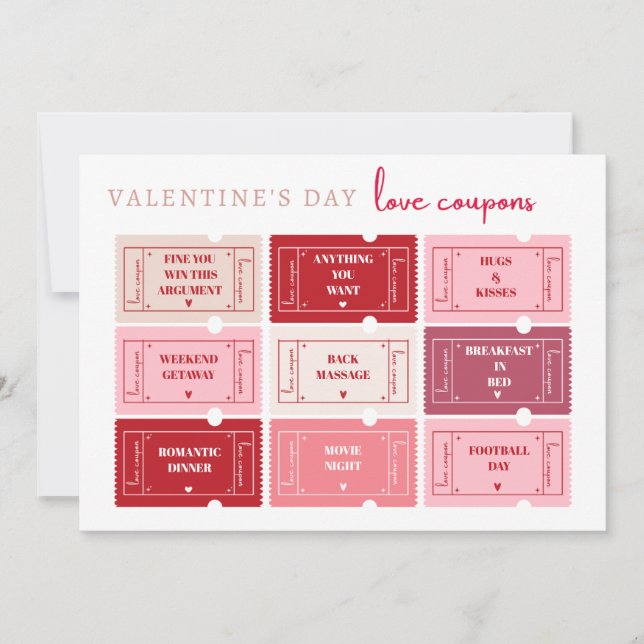 Customizable Valentine's Day Gift Coupon Card  (Front)