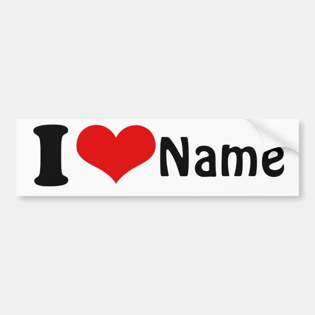 Customizable Valentines Day I love Heart Custom Bumper Sticker (Front)