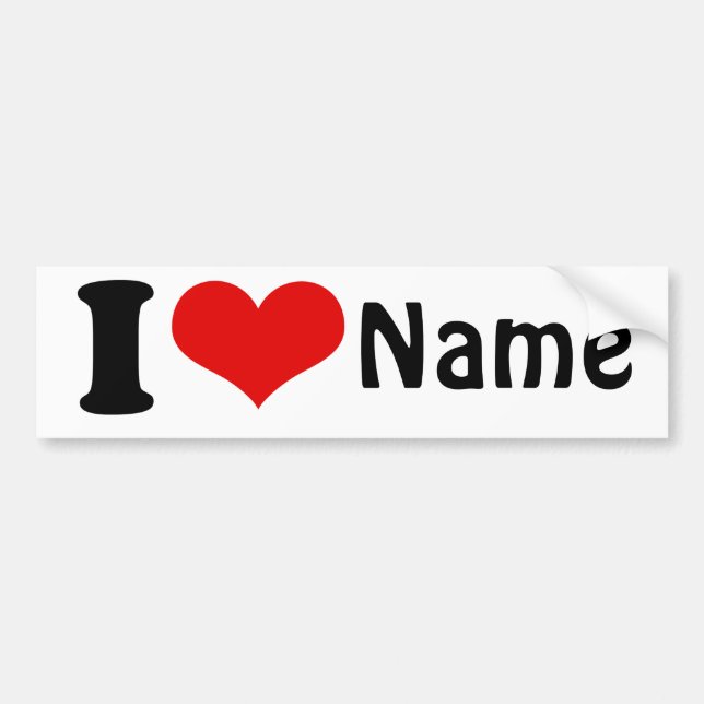 Customizable Valentines Day I love Heart Custom Bumper Sticker (Front)