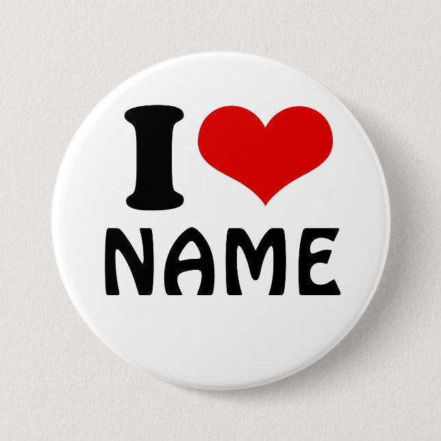 Customizable Valentines Day I love Heart Custom Button (Front)
