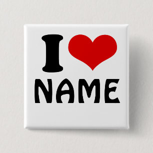 Customizable Valentines Day I love Heart Custom Button