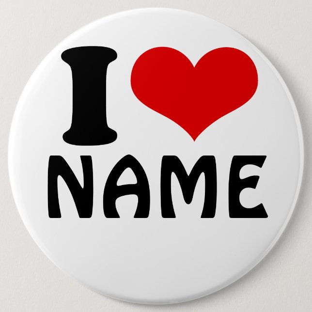 Customizable Valentines Day I love Heart Custom Button (Front)