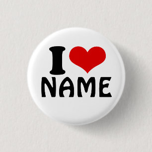 Customizable Valentines Day I love Heart Custom Button