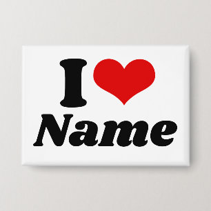 Customizable Valentines Day I love Heart Custom Button