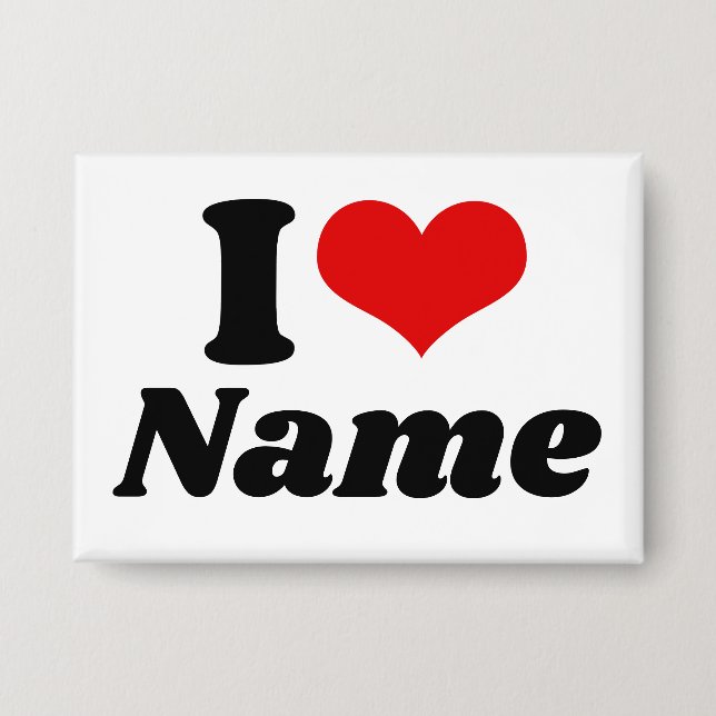 Customizable Valentines Day I love Heart Custom Button (Front)