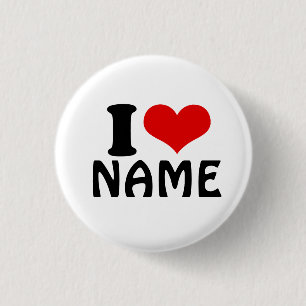 Customizable Valentines Day I love Heart Custom Button