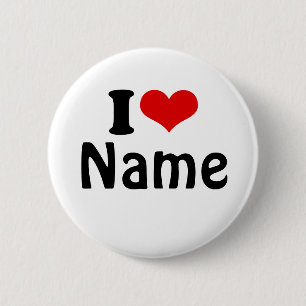 Customizable Valentines Day I love Heart Custom Button