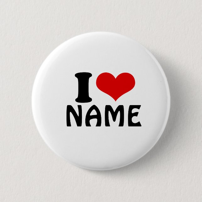 Customizable Valentines Day I love Heart Custom Button (Front)