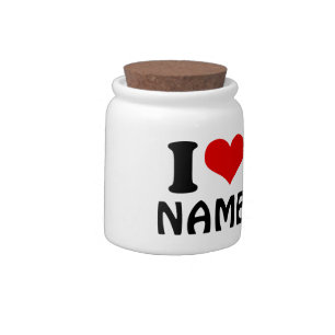 Customizable Valentines Day I love Heart Custom Candy Jar