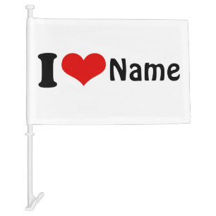 Customizable Valentines Day I love Heart Custom Car Flag