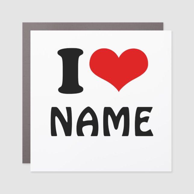 Customizable Valentines Day I love Heart Custom Car Magnet (Front)