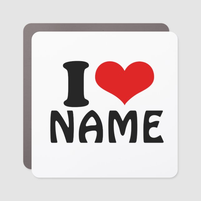 Customizable Valentines Day I love Heart Custom Car Magnet (Front)