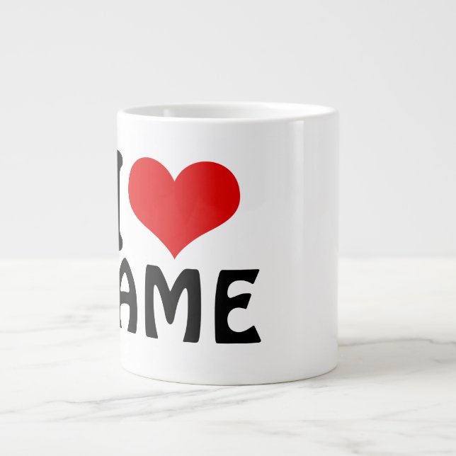 Customizable Valentines Day I love Heart Custom Giant Coffee Mug (Front)
