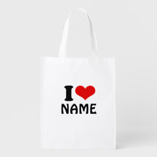Customizable Valentines Day I love Heart Custom Grocery Bag