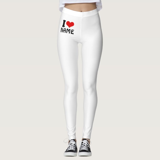 Customizable Valentines Day I love Heart Custom Leggings (Front)