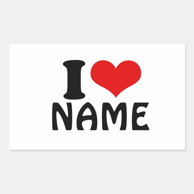 Customizable Valentines Day I love Heart Custom Rectangular Sticker (Front)