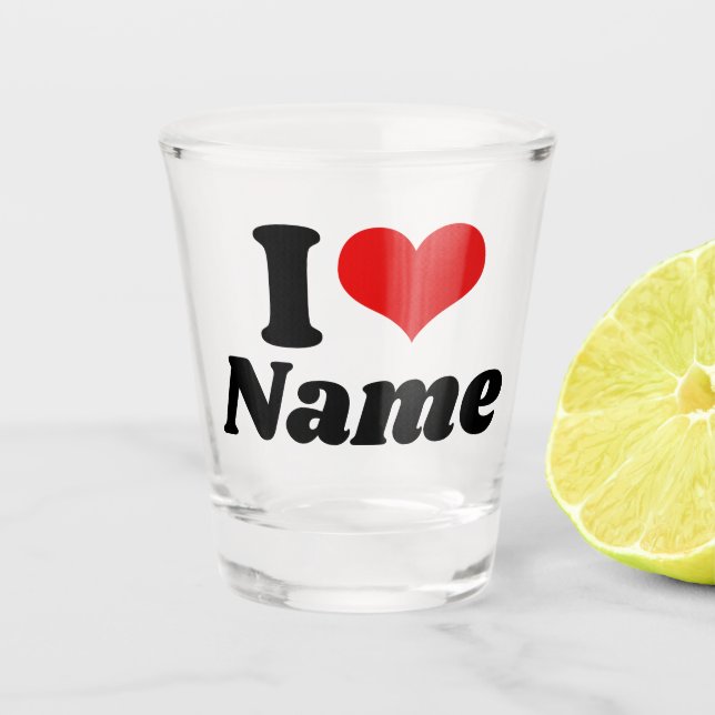 Customizable Valentines Day I love Heart Custom Shot Glass (Front)