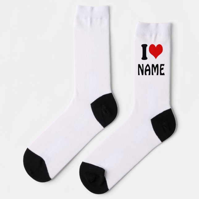 Customizable Valentines Day I love Heart Custom Socks (Left)