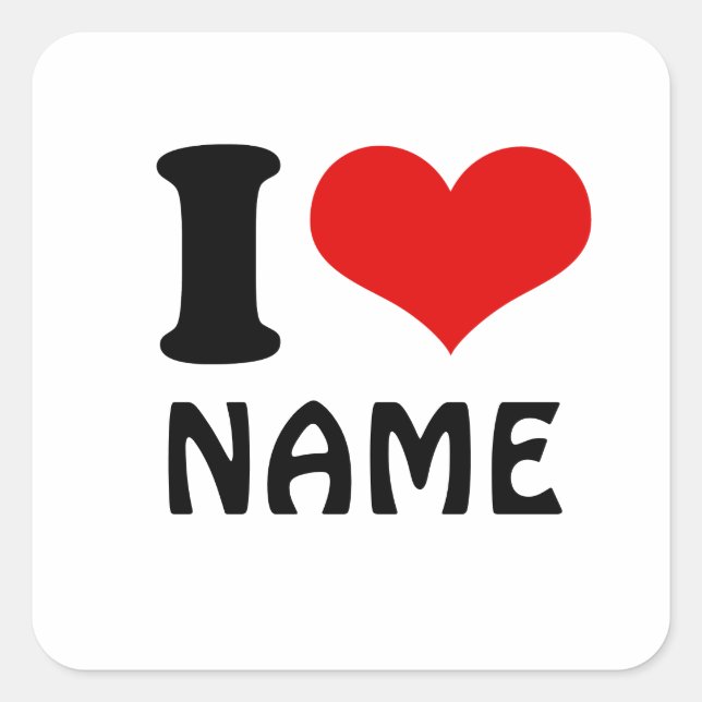 Customizable Valentines Day I love Heart Custom Square Sticker (Front)