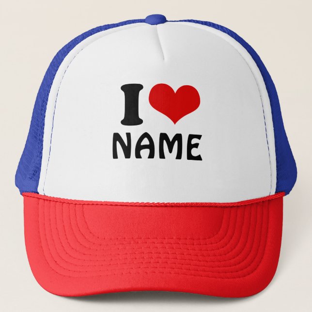 Customizable Valentines Day I love Heart Custom Trucker Hat (Front)