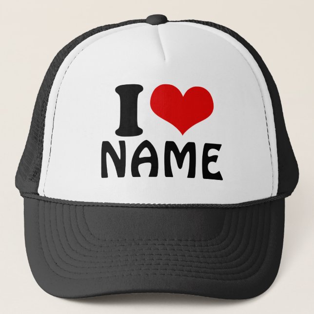 Customizable Valentines Day I love Heart Custom Trucker Hat (Front)