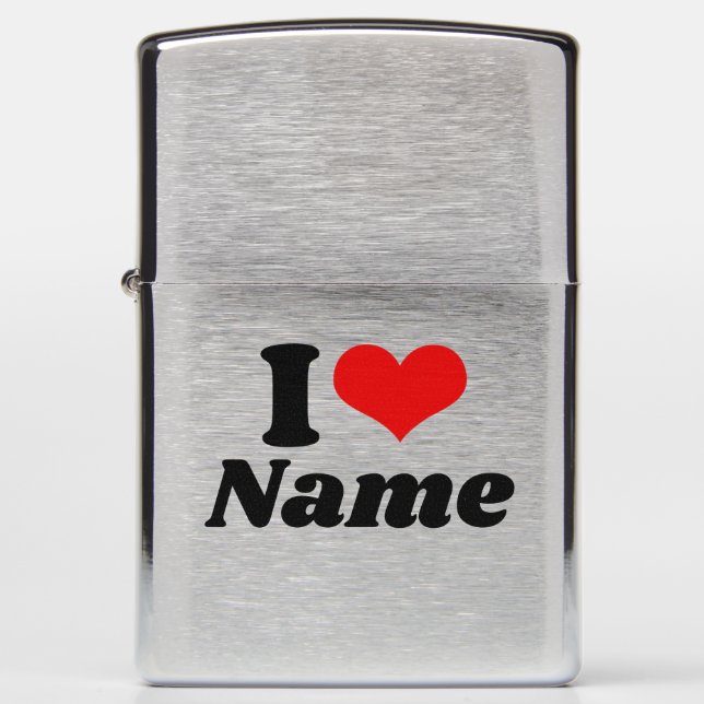 Customizable Valentines Day I love Heart Custom Zippo Lighter (Front)