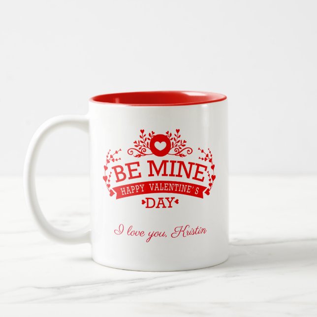 Customizable Valentine's Day I Love You Two-Tone Coffee Mug (Left)