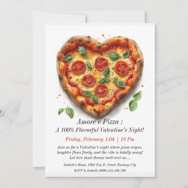 Customizable Valentine's Day Invitation - Pizza (Front)