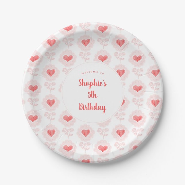 Customizable Valentine's Day Party Paper Plate (Front)