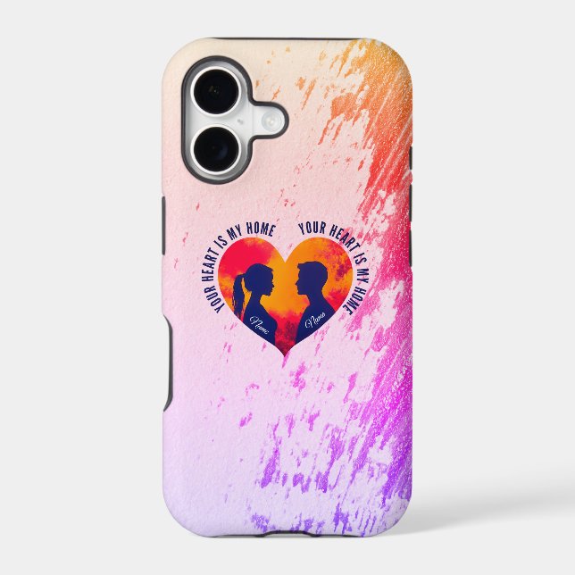 Customizable Valentine's Day Pink Floral Heart  Case-Mate iPhone Case (Back)