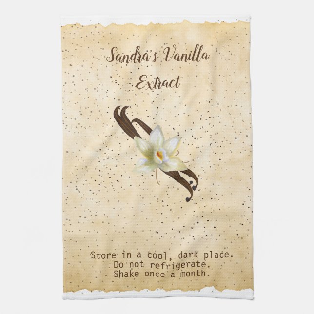 Customizable Vanilla Extract Kitchen Towel (Vertical)