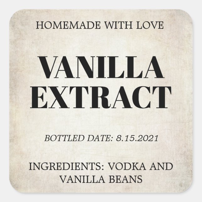 Customizable Vanilla Extract Label AF_01sqBK (Front)