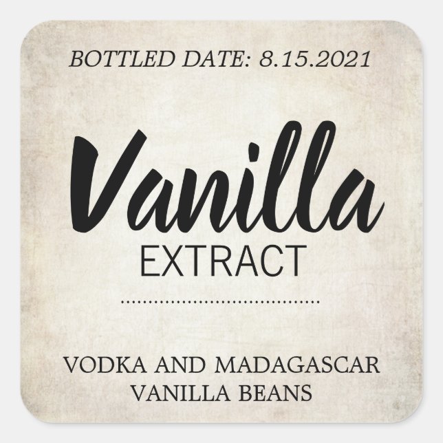 Customizable Vanilla Extract Label BL_03sqbk (Front)