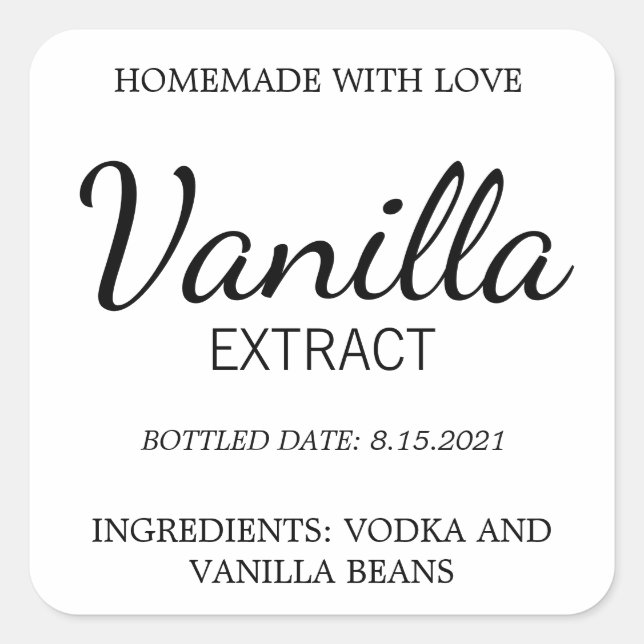 Customizable Vanilla Extract Label DS_01sq (Front)