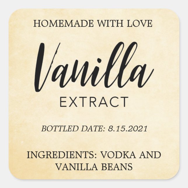 Customizable Vanilla Extract Label VE003_02sq (Front)
