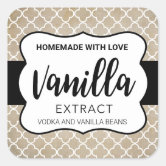 Homemade Vanilla Extract Label - Choose Your Size! Square - 3 Inches x 3 Inches