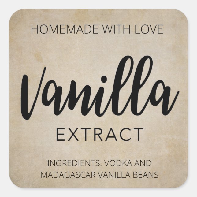Customizable Vanilla Extract Labels VE001_04sqcust (Front)