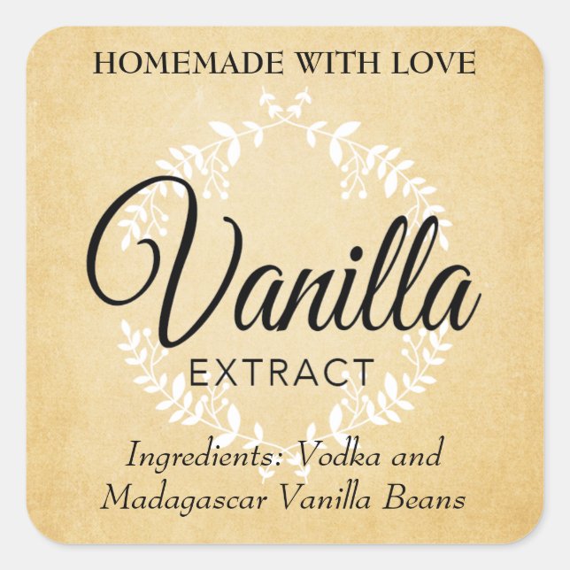 Customizable Vanilla Extract Labels VE025_01sq (Front)