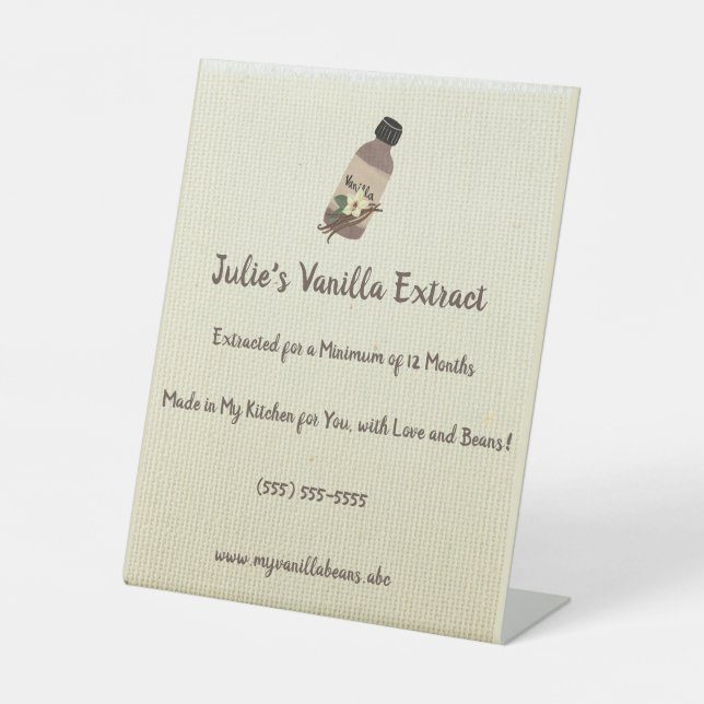 Customizable Vanilla Extract Maker Market Pedestal Sign (Front)