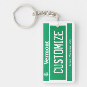 Customizable Vermont license plate keychain