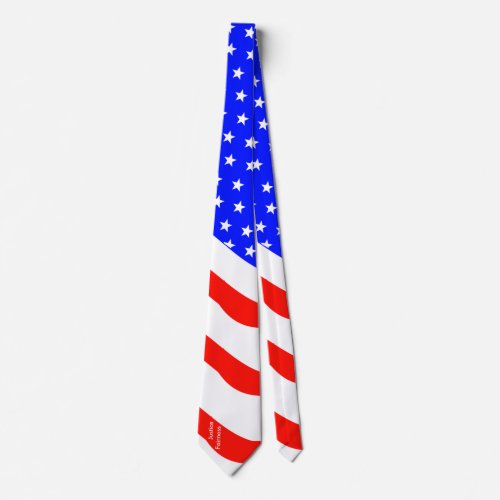 Customizable Vertical Text Stars and Stripes Tie