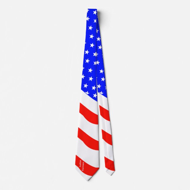 Customizable Vertical Text Stars and Stripes Tie (Front)