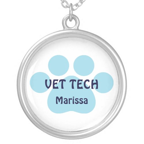 Customizable Vet Tech Silver Plated Necklace