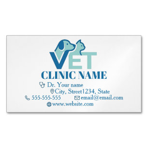 Customizable Veterinary Business Card Magnet Blue
