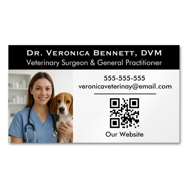 Customizable Veterinary Professional Photo  Business Card Magnet (Front)