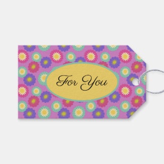 Customizable Vibrant Retro Floral Stickers Gift Tags