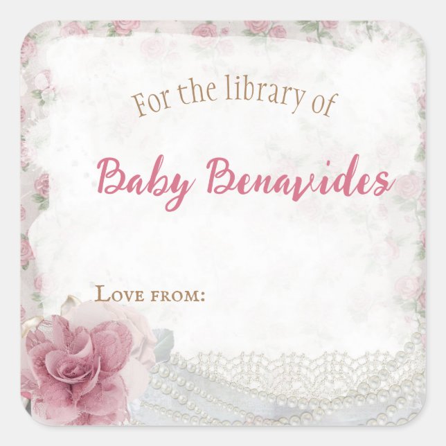 Customizable Victorian Baby Shower Bookplate  (Front)