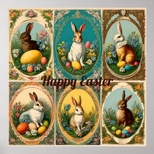 Customizable Victorian Easter BunniesEaster Bunny Poster